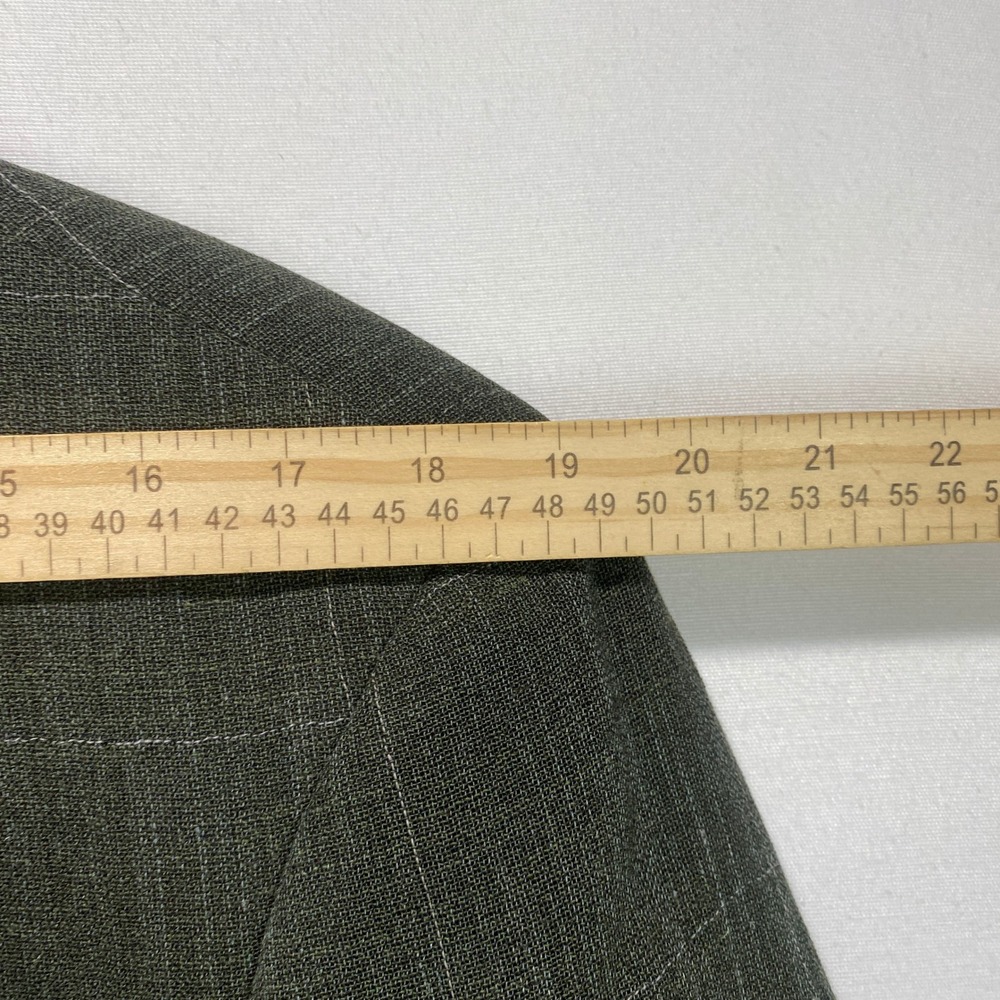 Hugo Boss Mars US Olive Green Windowpane Wool Linen Blazer Sport Coat 42S Mens - Picture 7 of 13